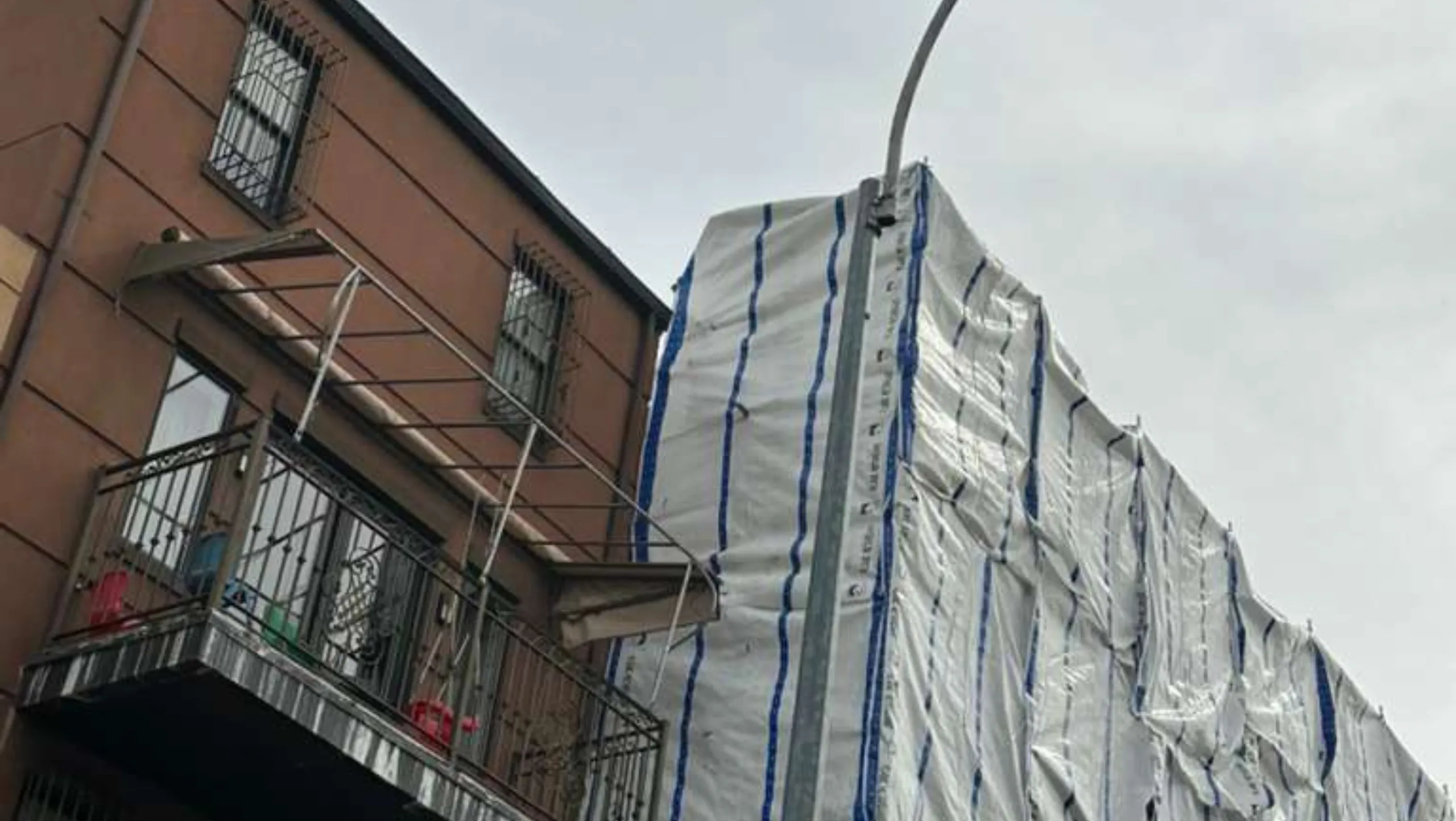 Pipe scaffolding on a construction site